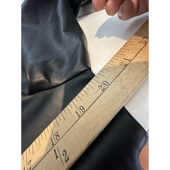 Evereve Medium Women Black Vegan Faux Leather Button Up Midi Dress Trench CLT - Picture 10 of 14